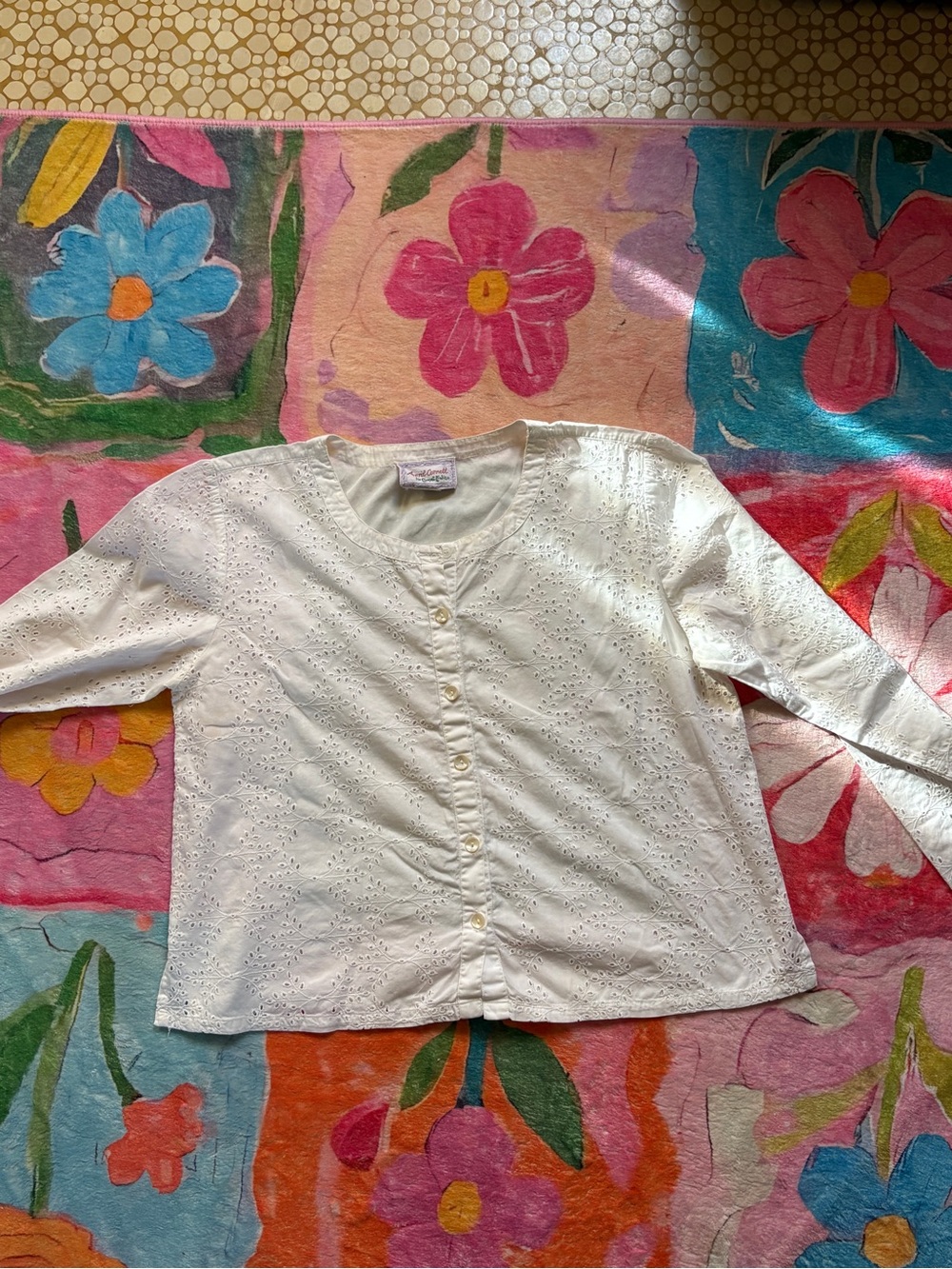 White Eyelet Button-Front  Top